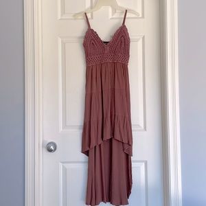 Dusty Rose Crochet detail dress Small